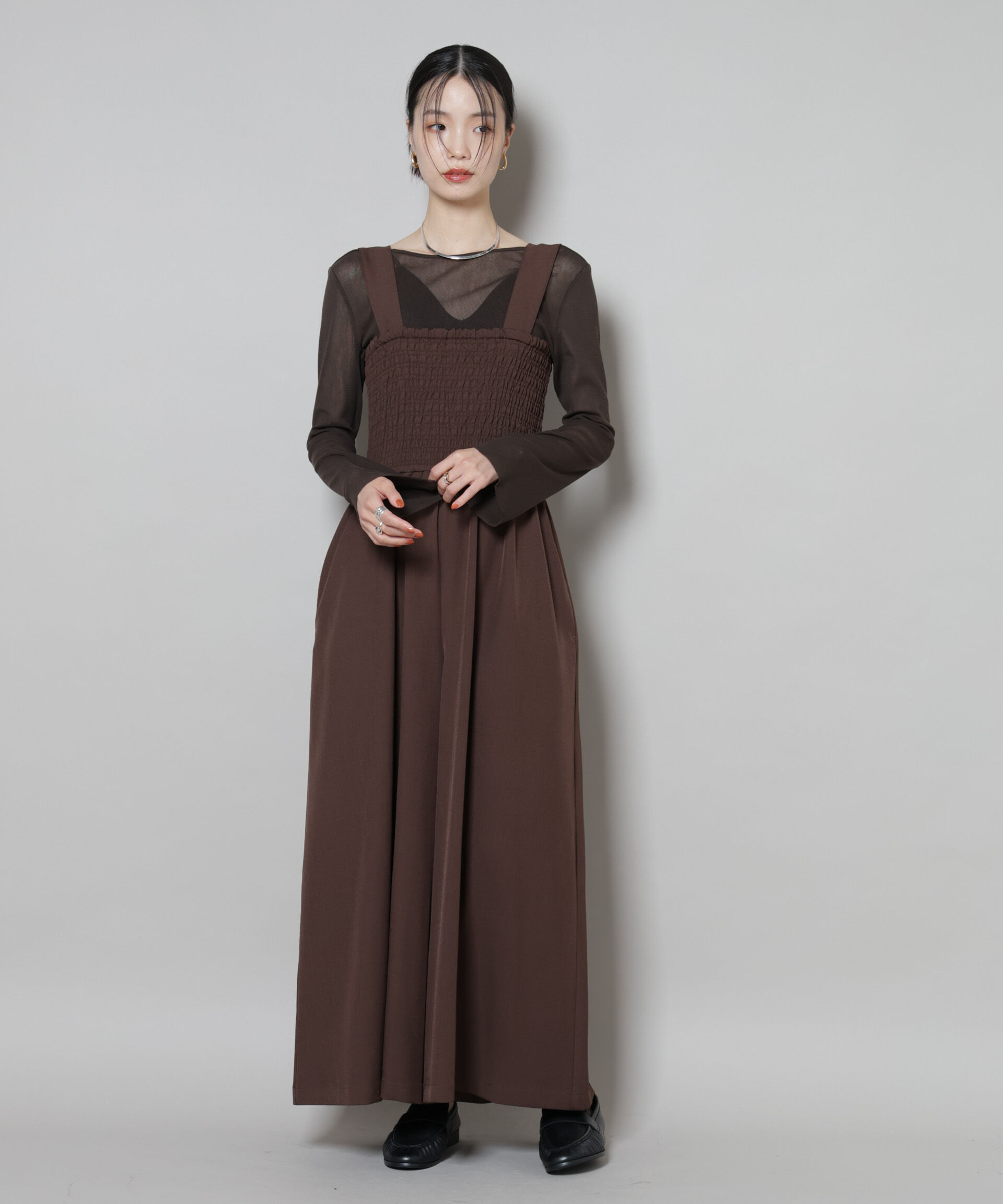 nano･universe「シャーリングサロペット」|ワンピース|