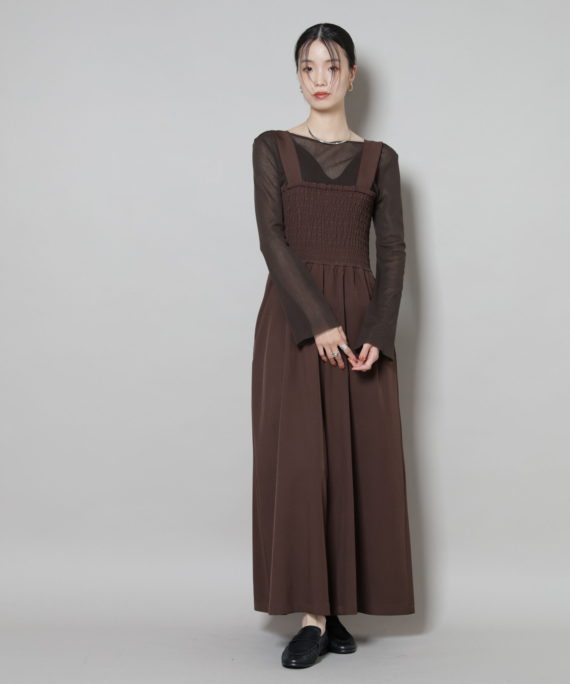 nano･universe「シャーリングサロペット」|ワンピース|