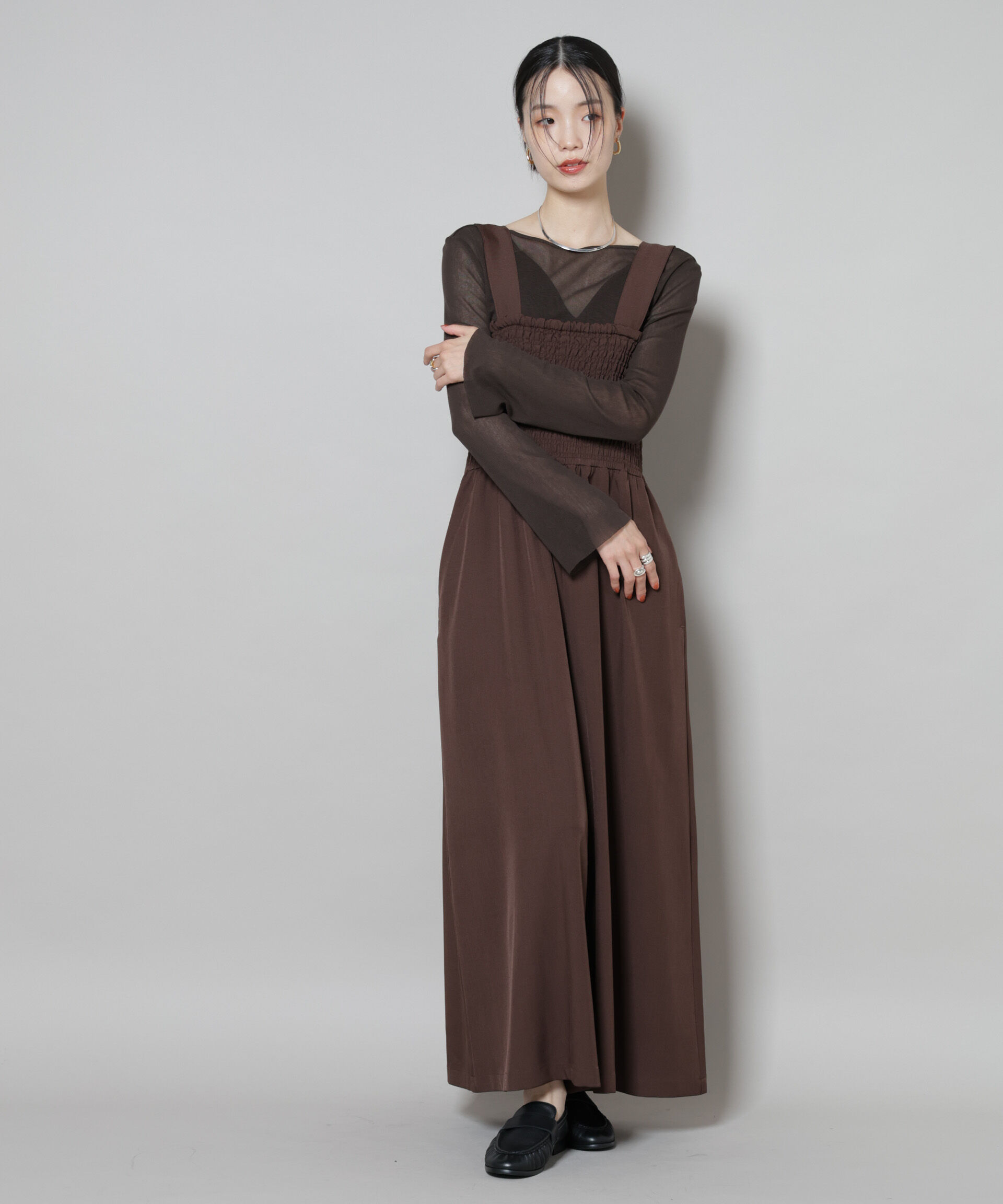 nano･universe「シャーリングサロペット」|ワンピース|