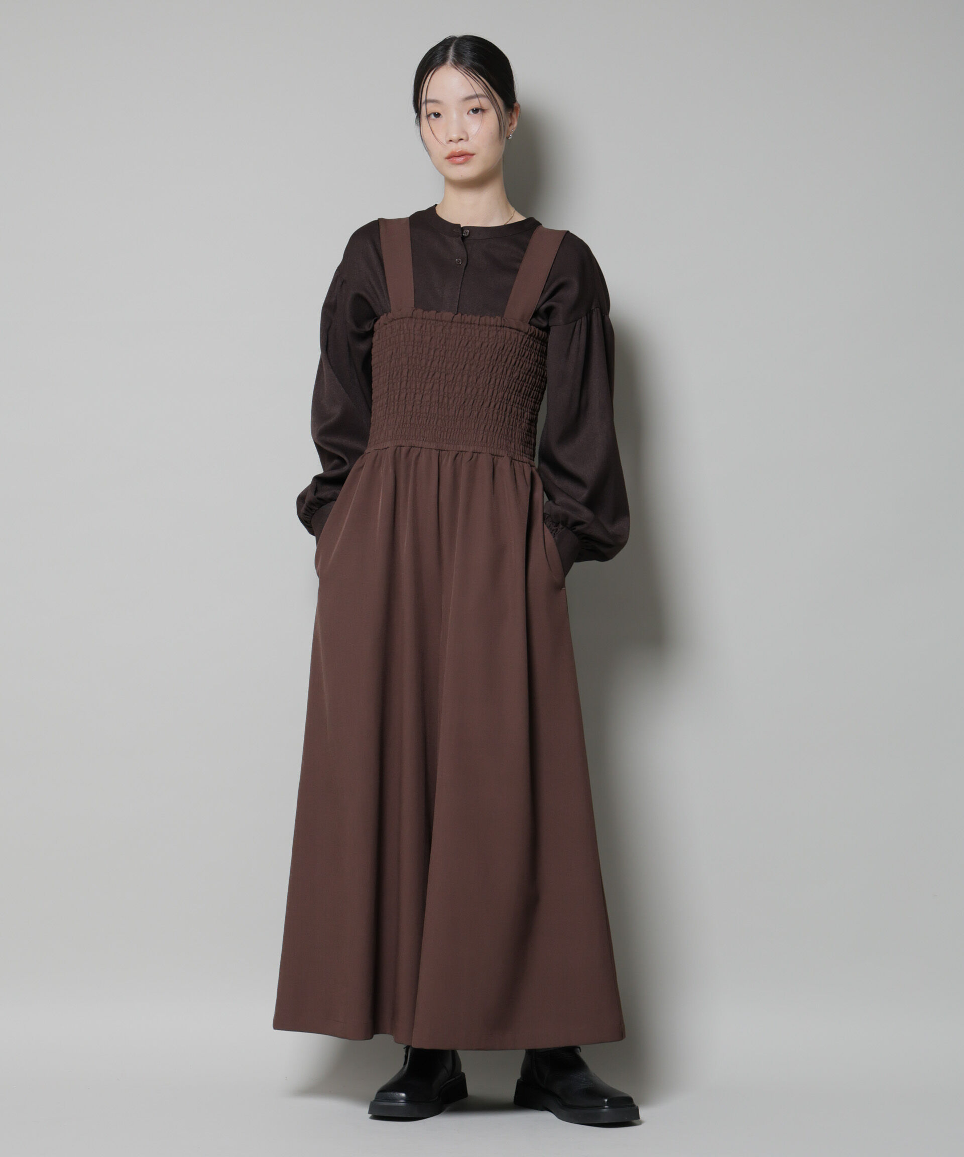 nano･universe「シャーリングサロペット」|ワンピース|