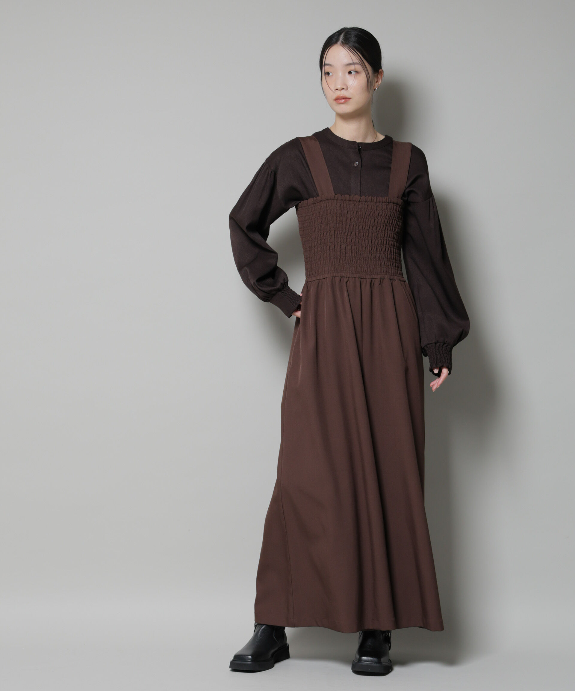 nano･universe「シャーリングサロペット」|ワンピース|