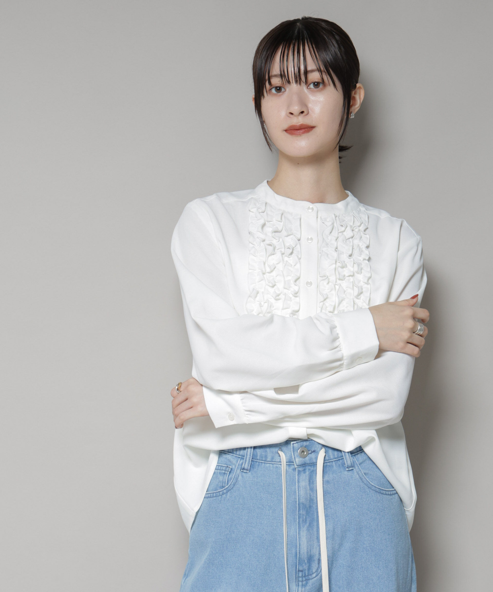 nano･universe「フロントフリルブラウス」|シャツ・ブラウス|