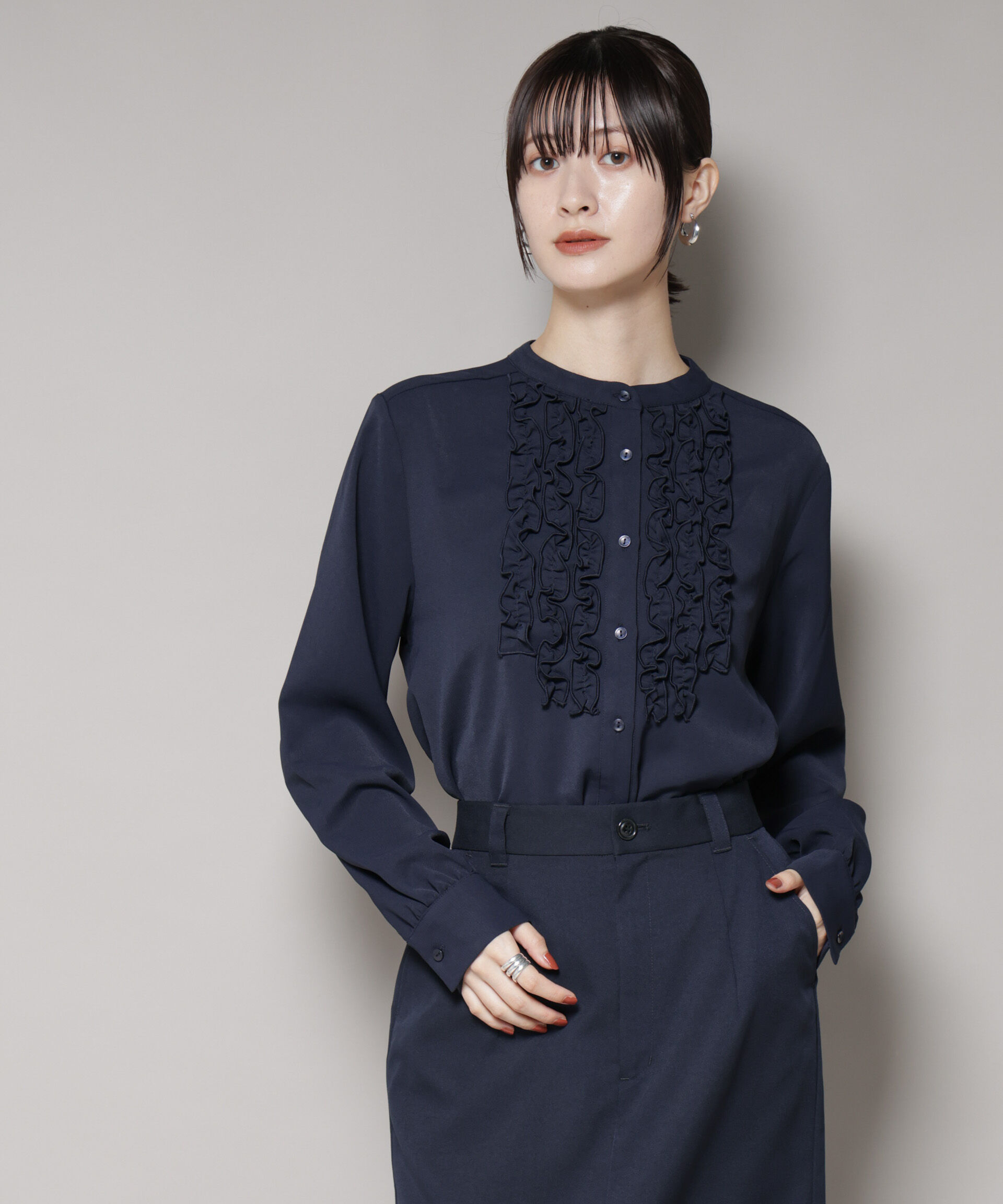 nano･universe「フロントフリルブラウス」|シャツ・ブラウス|