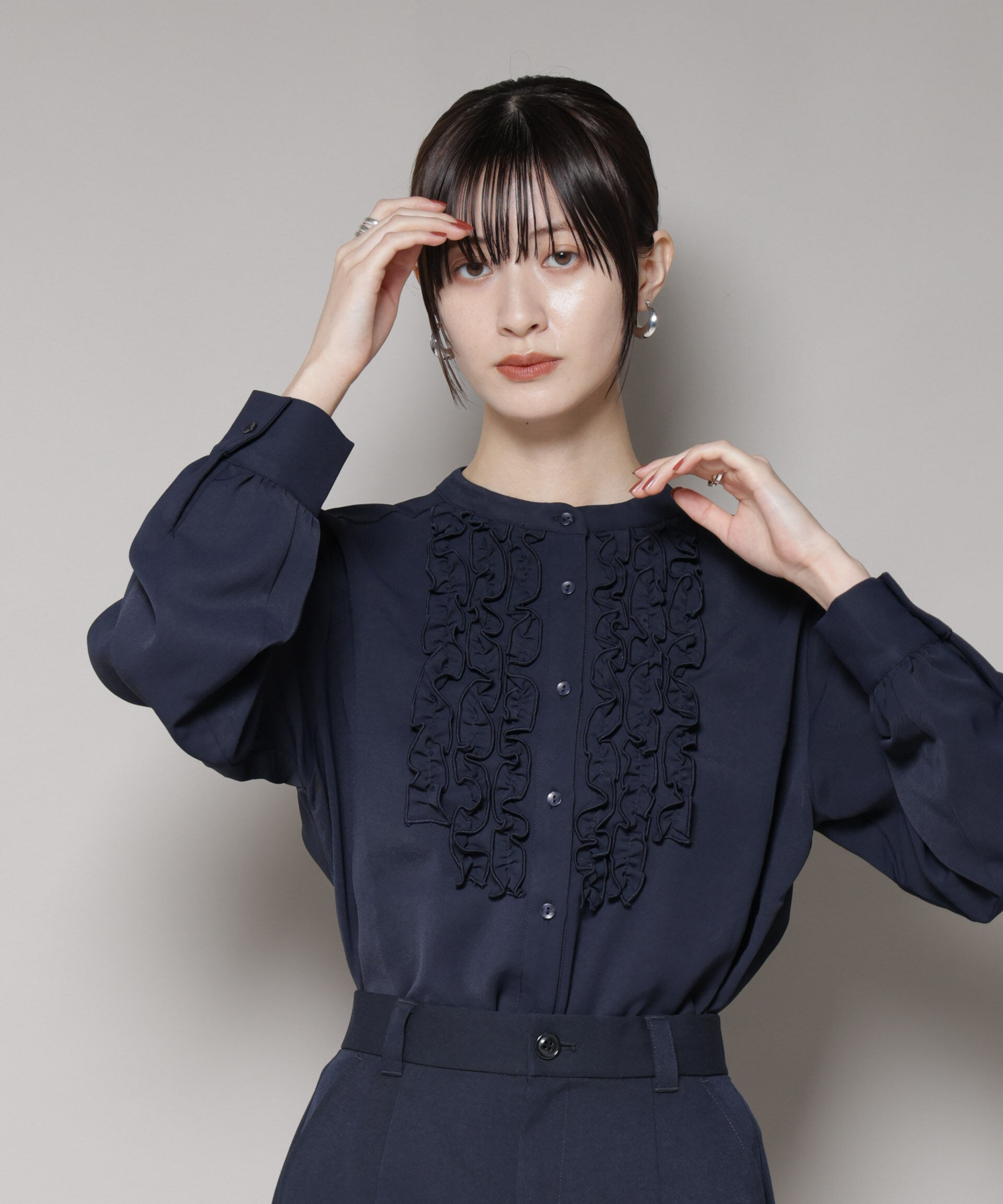 nano･universe「フロントフリルブラウス」|シャツ・ブラウス|