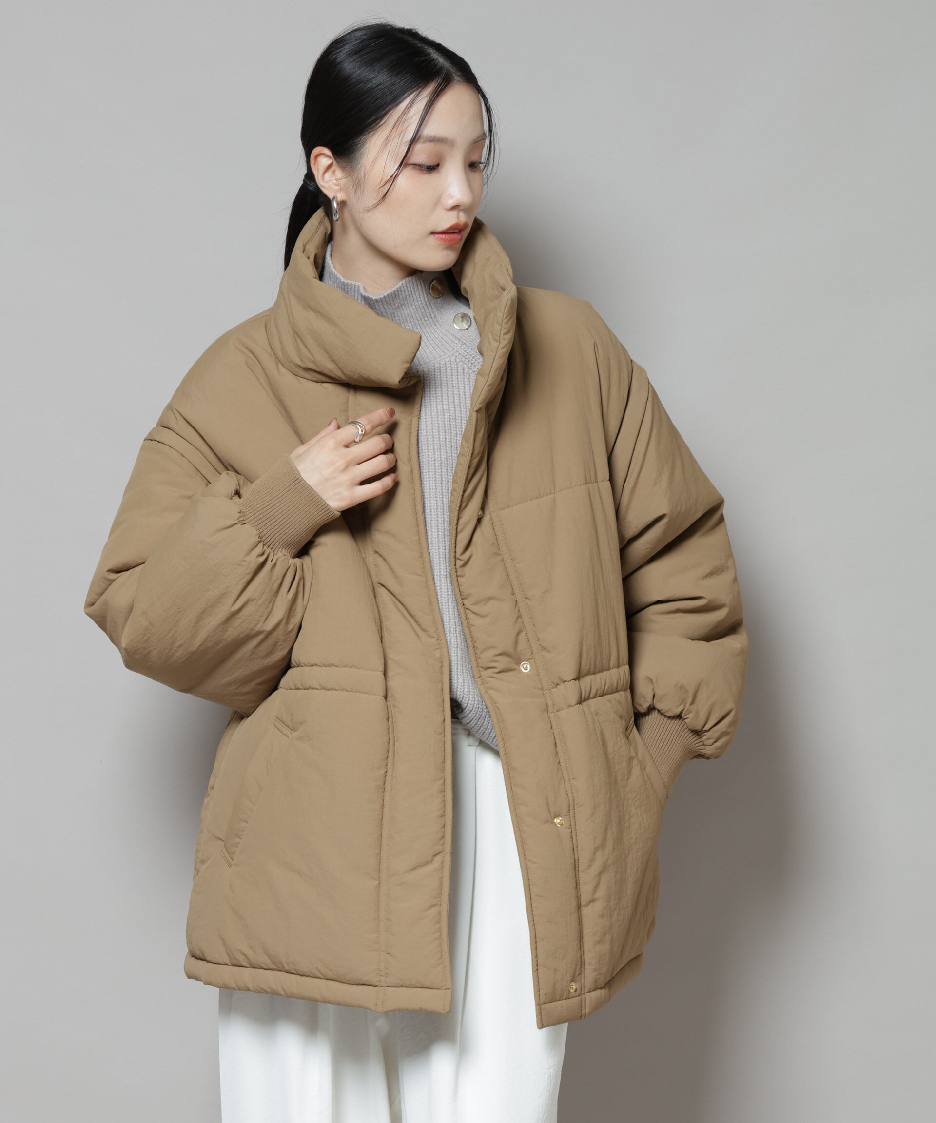 nano･universe「撥水加工・機能中綿 ２wayベスト＆スタンドジップブルゾン」|その他|L.ブラウン1