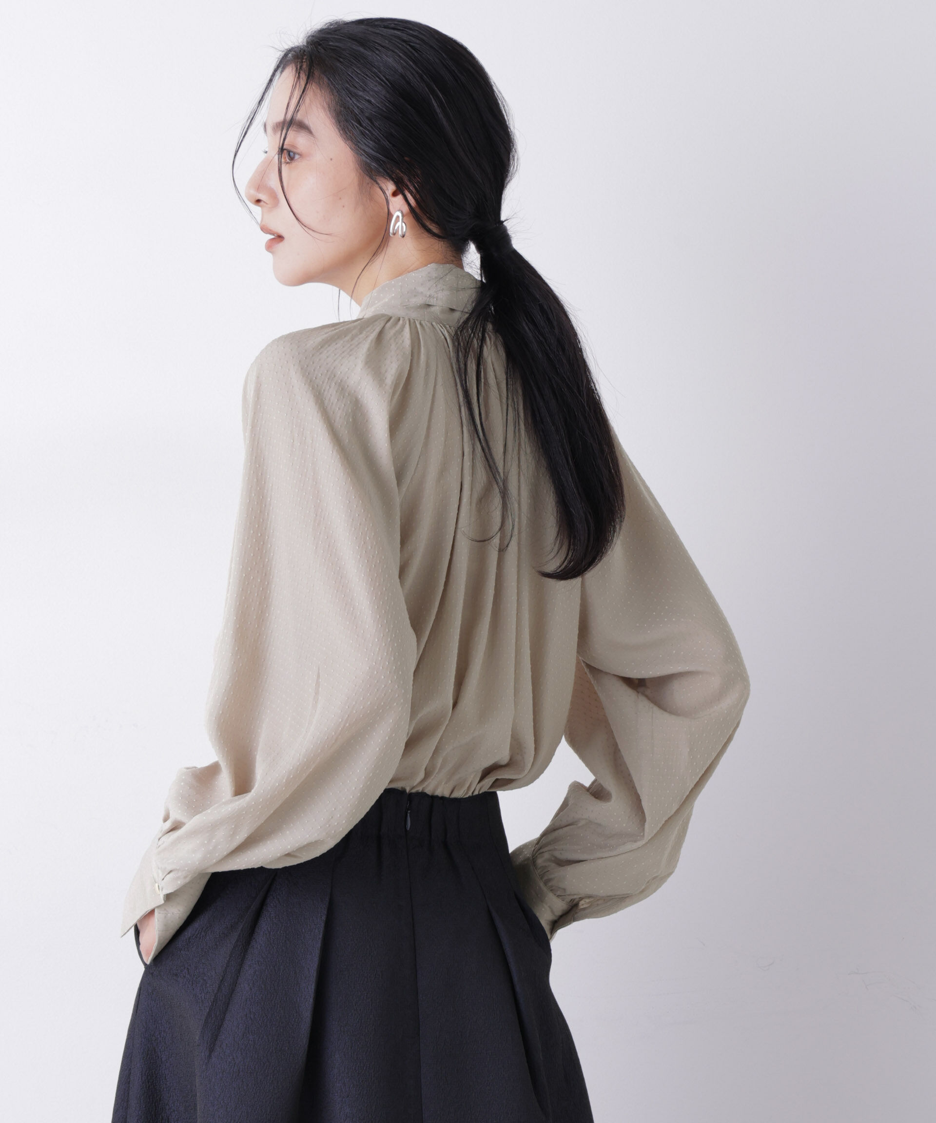 nano･universe「ドビードットリボンタイブラウス」|シャツ・ブラウス|