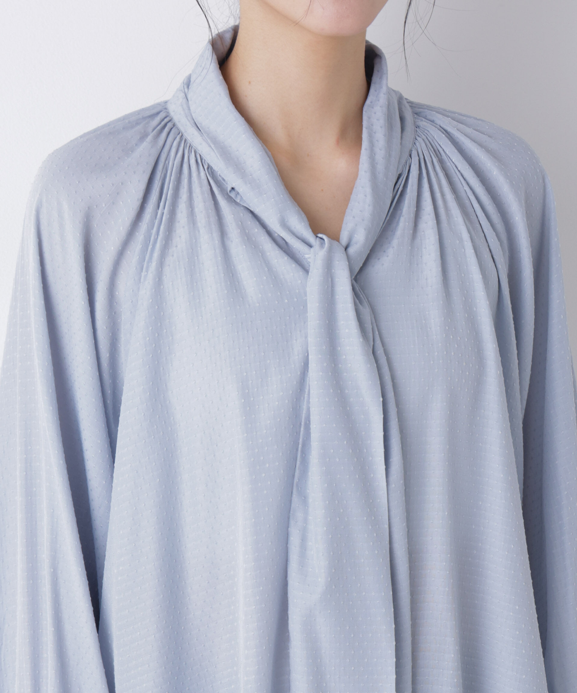 nano･universe「ドビードットリボンタイブラウス」|シャツ・ブラウス|