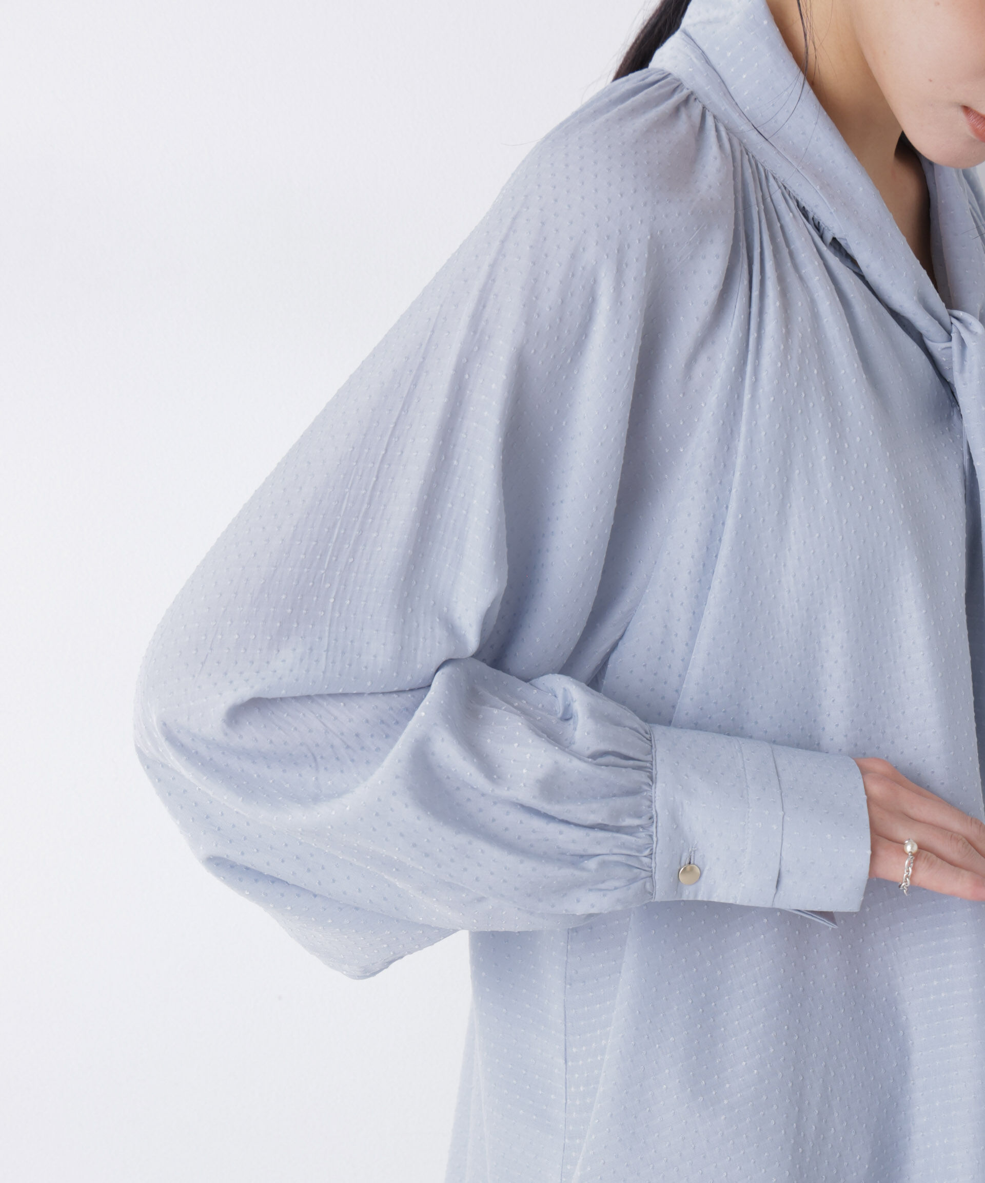 nano･universe「ドビードットリボンタイブラウス」|シャツ・ブラウス|