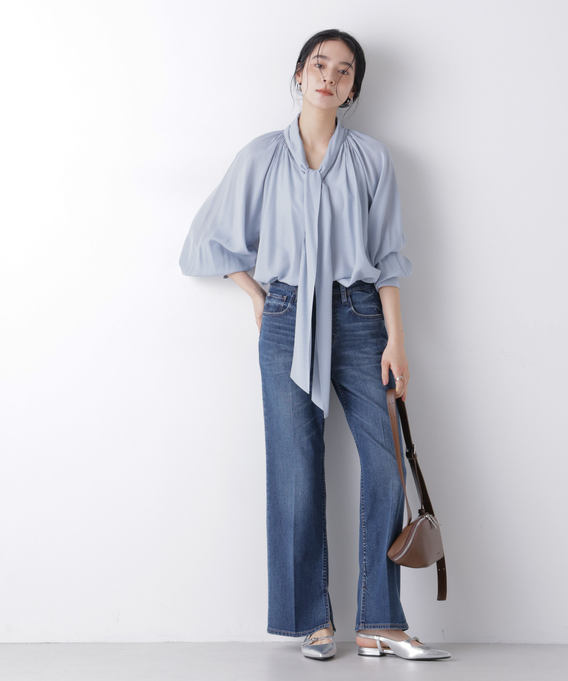 nano･universe「ドビードットリボンタイブラウス」|シャツ・ブラウス|