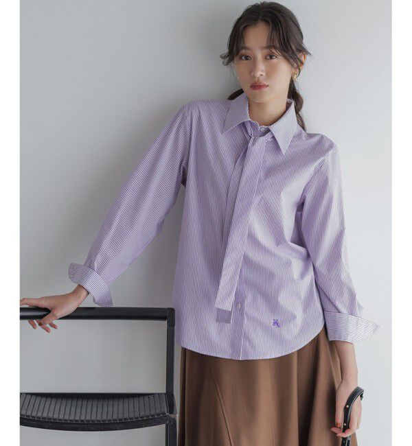 組曲「【加藤ローサさん着用】コットンタッチシャーティングボウタイ付き シャツ」|シャツ・ブラウス|