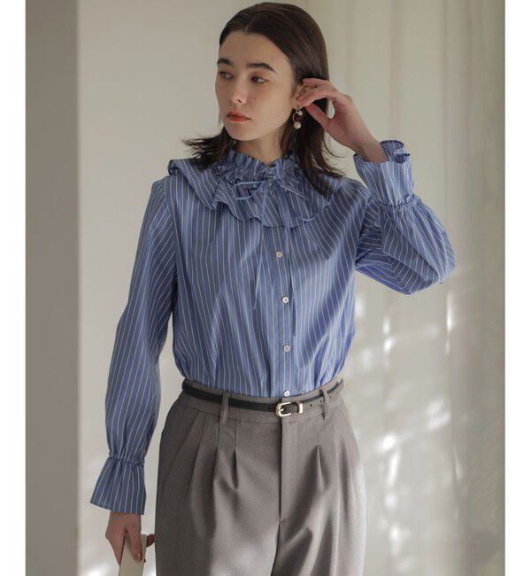 組曲「【2WAY】エアリーシャーティングフリル襟 ブラウス」|シャツ・ブラウス|