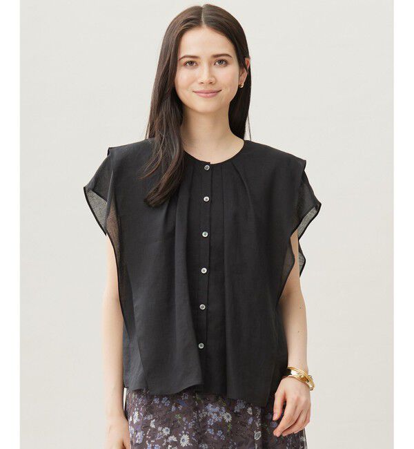 自由区「シアーラミーローンフリル ブラウス」|シャツ・ブラウス|セピア