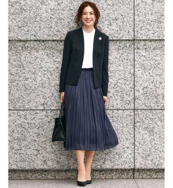 23区「【吸水速乾/UVケア/防シワ性】バックサテンアムンゼン スタンドフリル ブラウス」|シャツ・ブラウス|