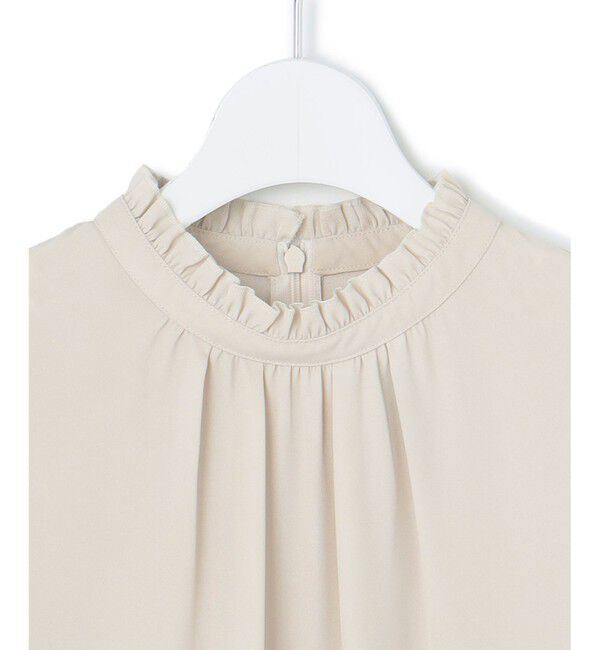 23区「【吸水速乾/UVケア/防シワ性】バックサテンアムンゼン スタンドフリル ブラウス」|シャツ・ブラウス|