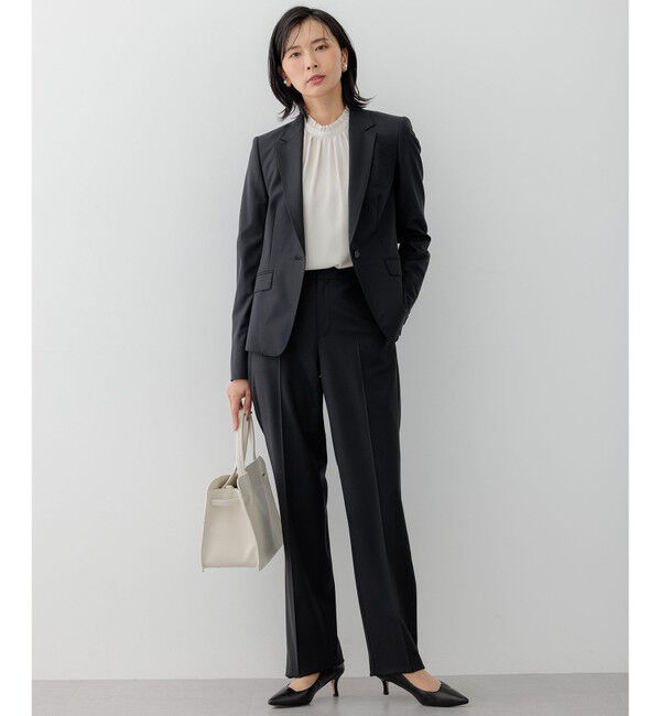 23区「【吸水速乾/UVケア/防シワ性】バックサテンアムンゼン スタンドフリル ブラウス」|シャツ・ブラウス|