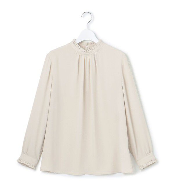 23区「【吸水速乾/UVケア/防シワ性】バックサテンアムンゼン スタンドフリル ブラウス」|シャツ・ブラウス|