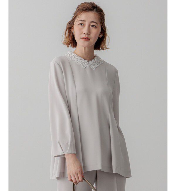23区「【VERYコラボ】トリアセダブルジョーゼット レース襟 ブラウス」|シャツ・ブラウス|ベージュ系