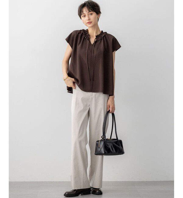 23区「【WEB&一部店舗限定】ライトタンブラー ギャザー フリル ブラウス」|シャツ・ブラウス|