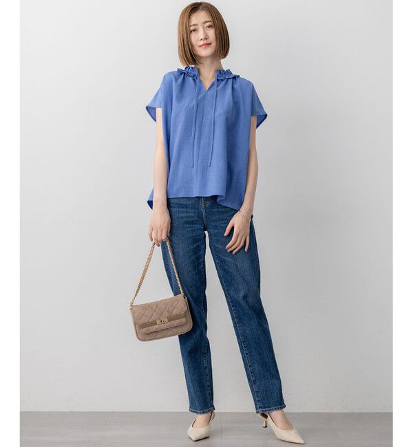 23区「【WEB&一部店舗限定】ライトタンブラー ギャザー フリル ブラウス」|シャツ・ブラウス|