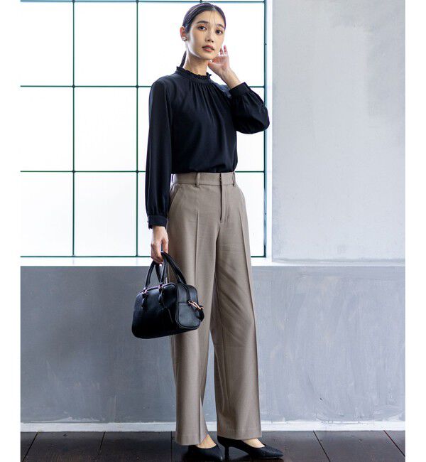 ANY SIS「フリルネックスタンド ブラウス」|シャツ・ブラウス|ネイビー