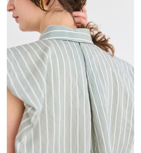 BEIGE,「【洗える】FREESIA / バルーンスリーブストライプブラウス」|シャツ・ブラウス|