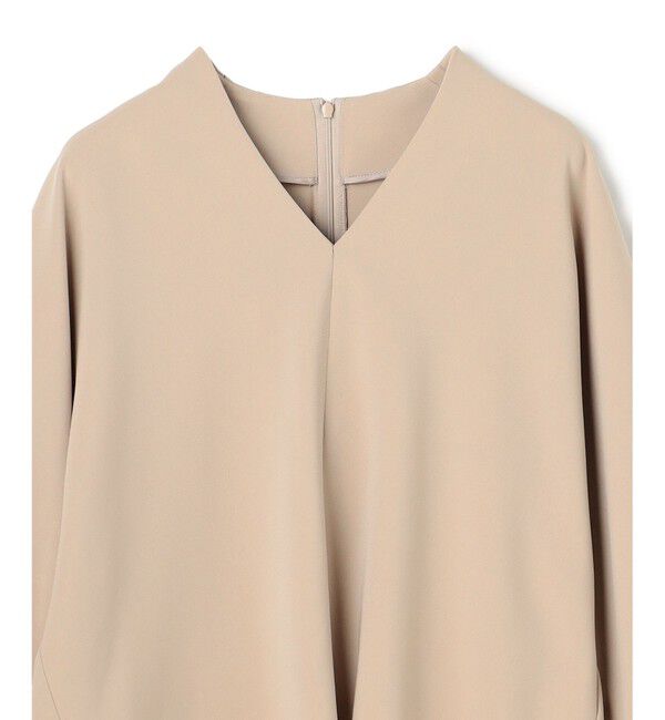 BEIGE,「RUE / ドライタッチVネック配色ステッチブラウス」|シャツ・ブラウス|