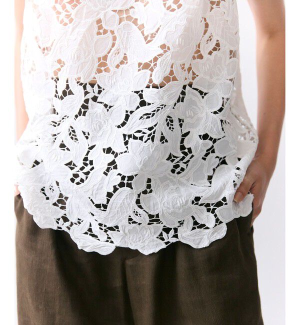 BEIGE,「CITRINE / エンブロイダリーレースノースリーブブラウス」|シャツ・ブラウス|