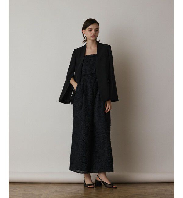  「ダブルクロスノーカラージャケット」|ノーカラージャケット|