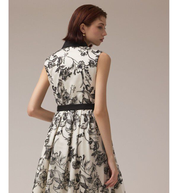 GRACE CONTINENTAL「フラワー刺繍ボウタイドレス」|ドレス|