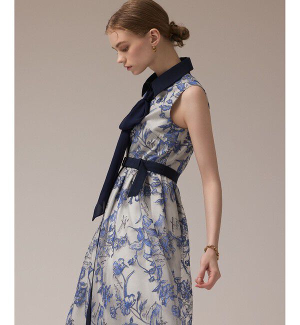 GRACE CONTINENTAL「フラワー刺繍ボウタイドレス」|ドレス|