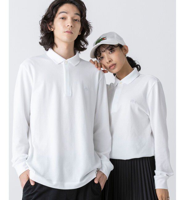 LACOSTE「比翼フロントロングスリーブポロシャツ」|ポロシャツ|ホワイト