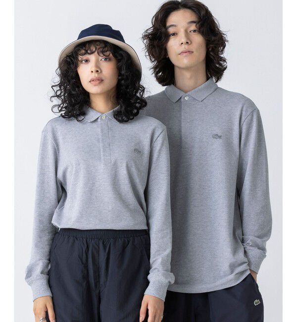 LACOSTE「比翼フロントロングスリーブポロシャツ」|ポロシャツ|グレー