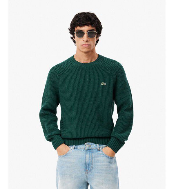 LACOSTE「エッセンシャルローゲージニットセーター」|ニット・セーター|モスグリーン