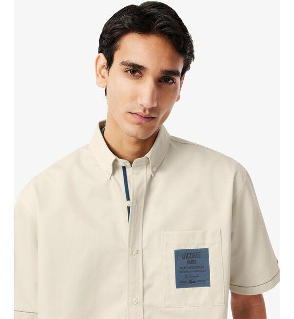 LACOSTE「シルクブレンドネームパッチボタンダウンシャツ」|シャツ・ブラウス|