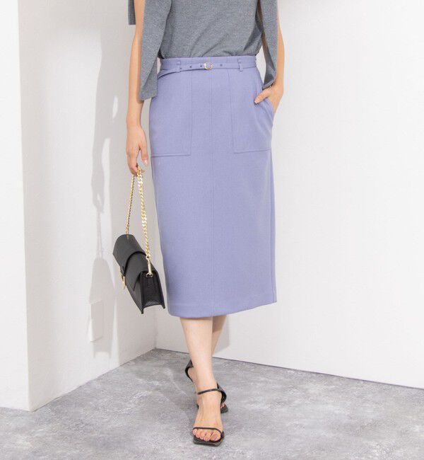 NOLLEY'S sophi「ウォッシャブルウール調ベルト付きタイトスカート」|タイト|