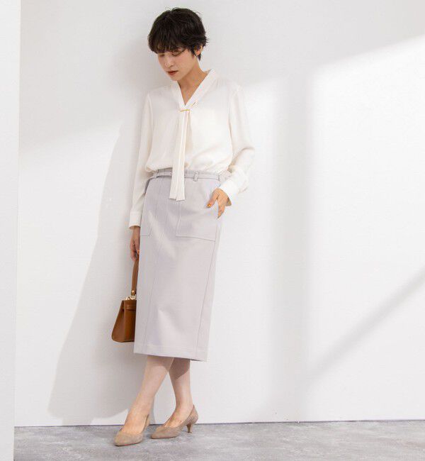 NOLLEY'S sophi「ウォッシャブルウール調ベルト付きタイトスカート」|タイト|