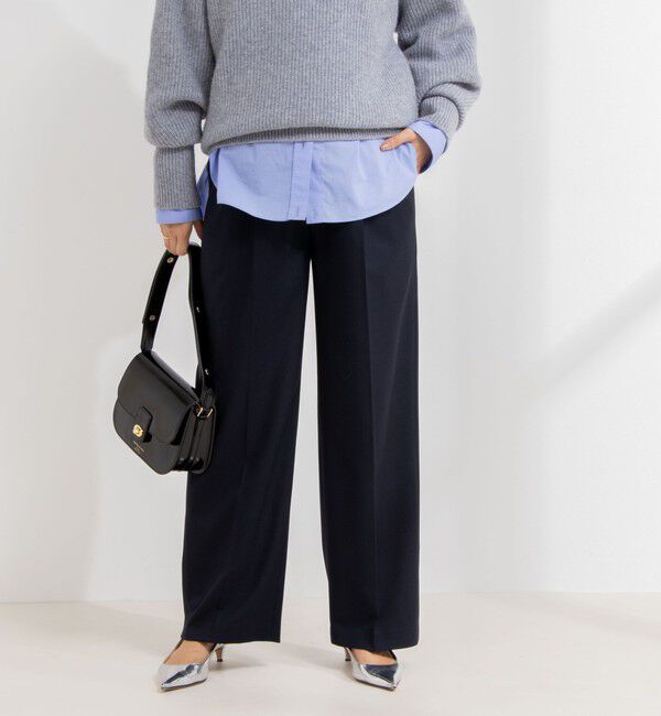 NOLLEY'S sophi「《セットアップ対応》ウール混ウォッシャブルワイドパンツ」|その他|ネイビー