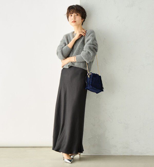 NOLLEY'S sophi「《オールシーズン対応》ウォッシャブルブライトサテンナロースカート」|スカート|