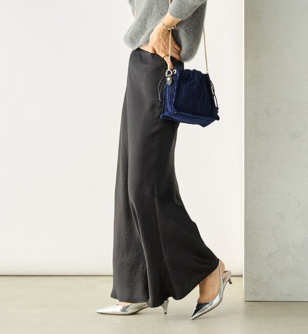 NOLLEY'S sophi「《オールシーズン対応》ウォッシャブルブライトサテンナロースカート」|スカート|