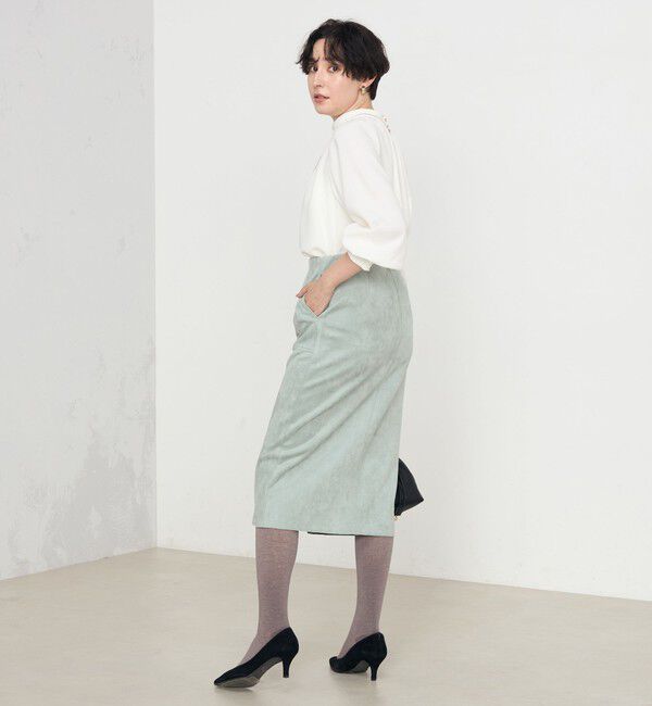 NOLLEY'S「ウォッシャブルダンボールスエードポケ付きタイトスカート」|タイト|