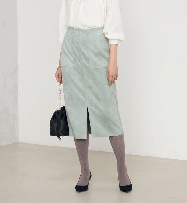 NOLLEY'S「ウォッシャブルダンボールスエードポケ付きタイトスカート」|タイト|