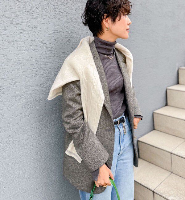 NOLLEY'S「ホールガーメントケーブル柄配色カーディガン」|カーディガン|