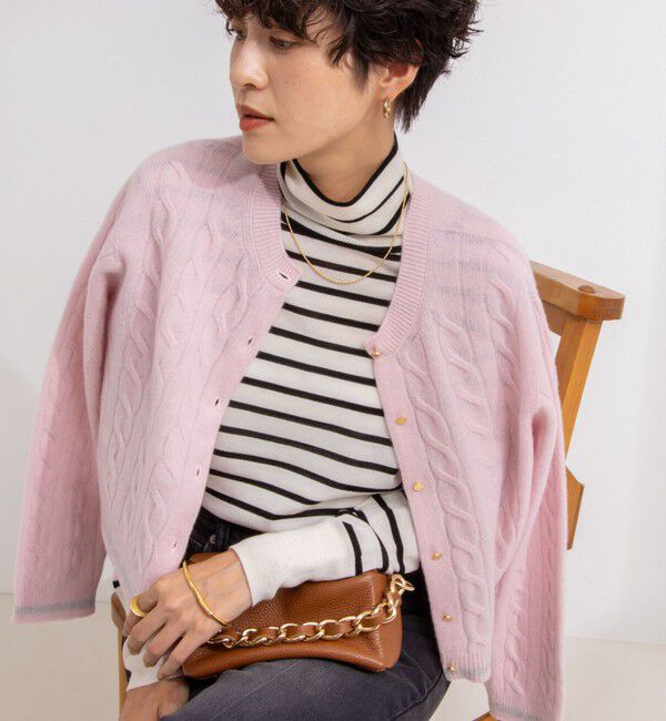 NOLLEY'S「ホールガーメントケーブル柄配色カーディガン」|カーディガン|