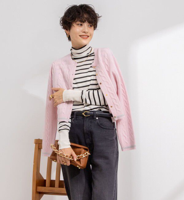 NOLLEY'S「ホールガーメントケーブル柄配色カーディガン」|カーディガン|