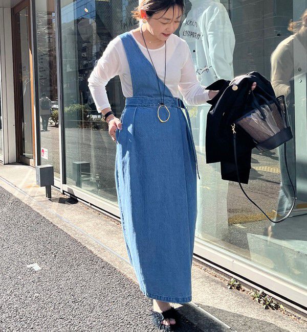 Rie Miller「【RM denim】ワンショルダーデニムジャンパースカート」|ワンピース|