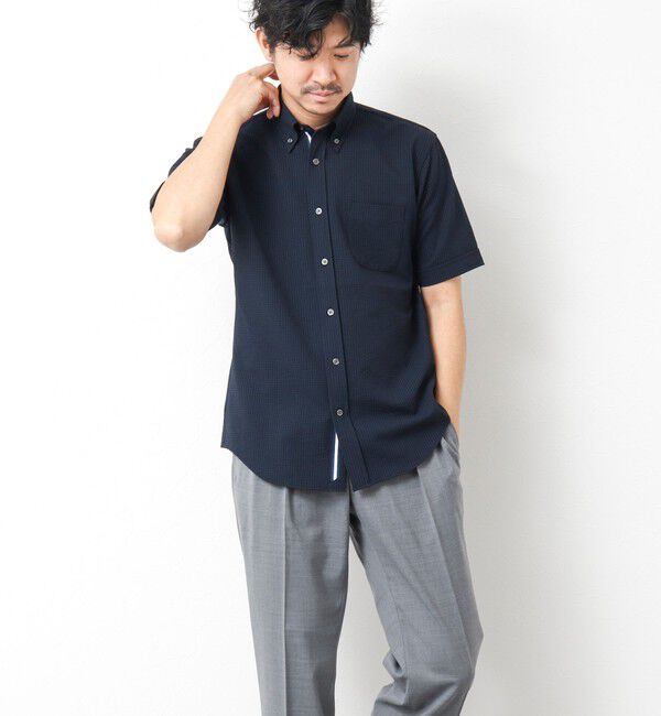 NOLLEY'S goodman「《ビジカジ対応》【EVALET】吸水速乾 2WAYストレッチ サッカーギンガムテープBD 25SS」|シャツ・ブラウス|