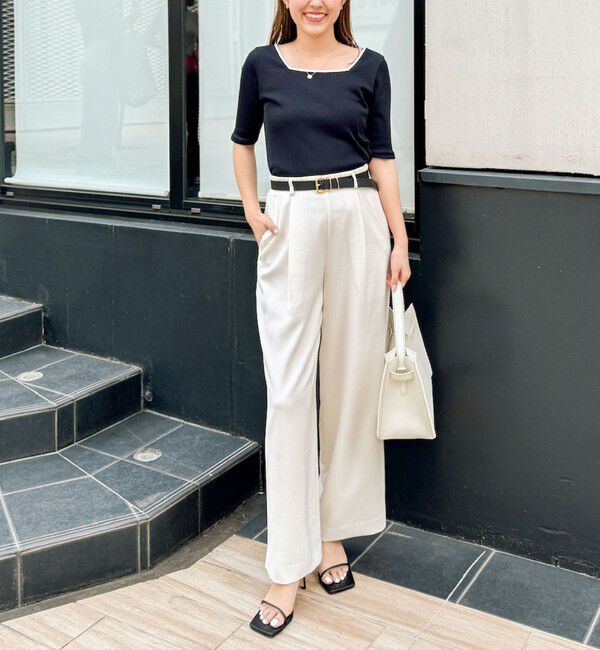 NOLLEY'S「《セットアップ対応》ウォッシャブル麻調タックワイドパンツ」|その他|