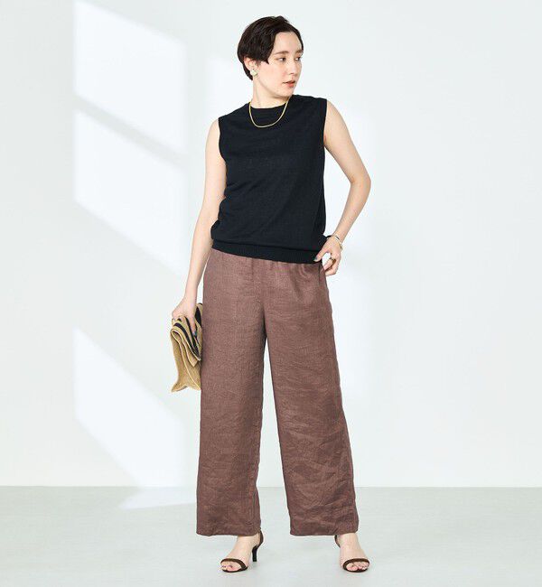 NOLLEY'S「《アンサンブル対応》《手洗い可能》フレンチリネンノースリーブプルオーバーニット」|ニット・セーター|