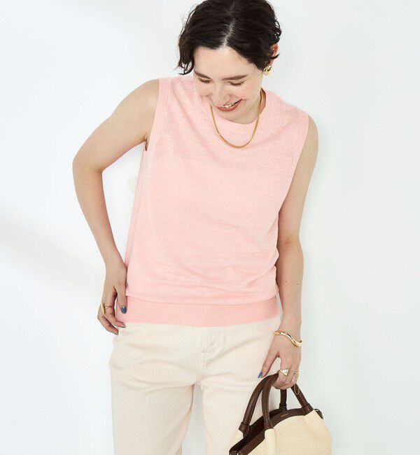 NOLLEY'S「《アンサンブル対応》《手洗い可能》フレンチリネンノースリーブプルオーバーニット」|ニット・セーター|