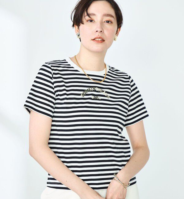 NOLLEY'S sophi「シルケット天竺衿配色ロゴTシャツ」|Tシャツ・カットソー|